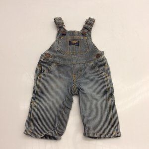 Classic Striped Oshkosh Bgosh 3m Overalls Denim w Snap Legs for easy changes